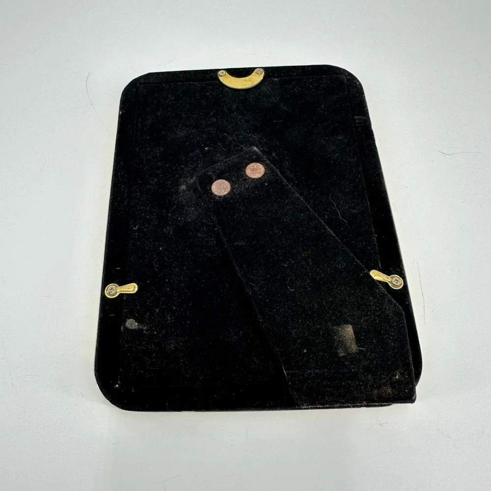 Vintage Gold Tone Metal Rounded 5x7 Picture Frame Velvet Easel Back